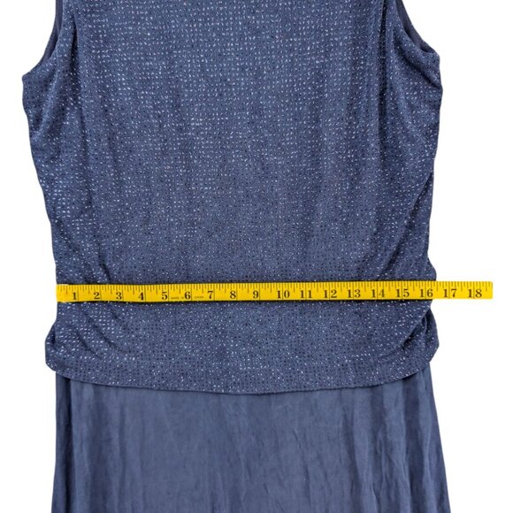 Alex Evenings Maxi Dress Gown Blue Embellished Sleeveless Formal Cocktail Sz 10 - Picture 8 of 11